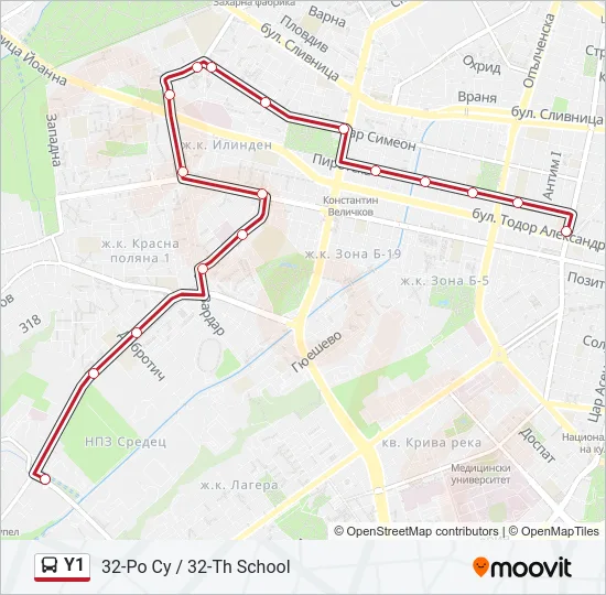 Y1 Bus Line Map