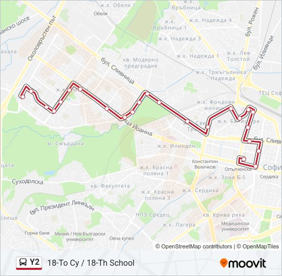 Y2 Bus Line Map