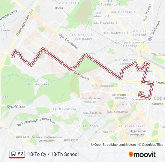 Y2 Bus Line Map