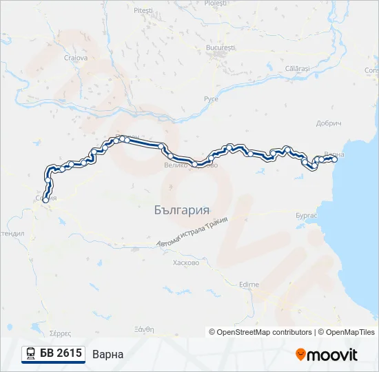 Поезд БВ 2615: карта маршрута