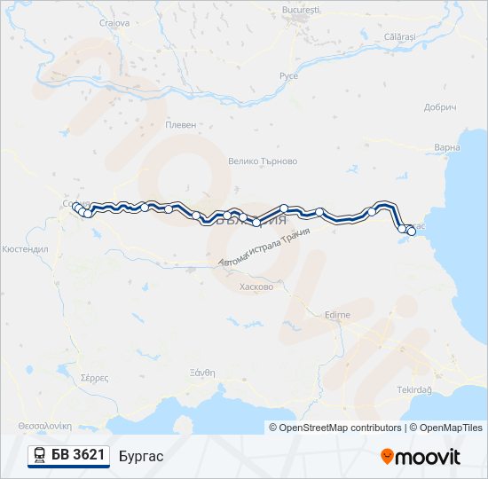 БВ 3621 Train Line Map