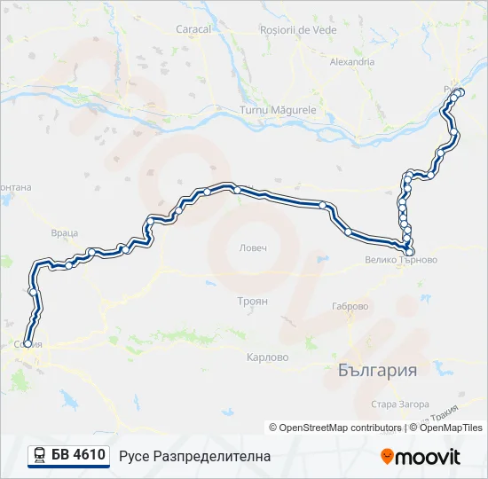 Поезд БВ 4610: карта маршрута
