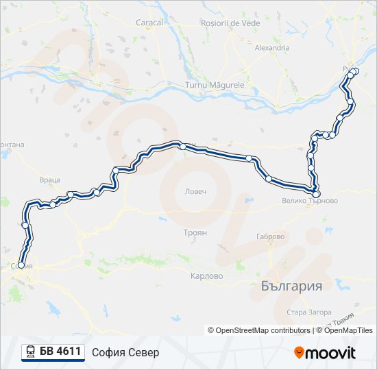 Поезд БВ 4611: карта маршрута