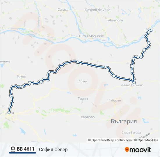 Поезд БВ 4611: карта маршрута