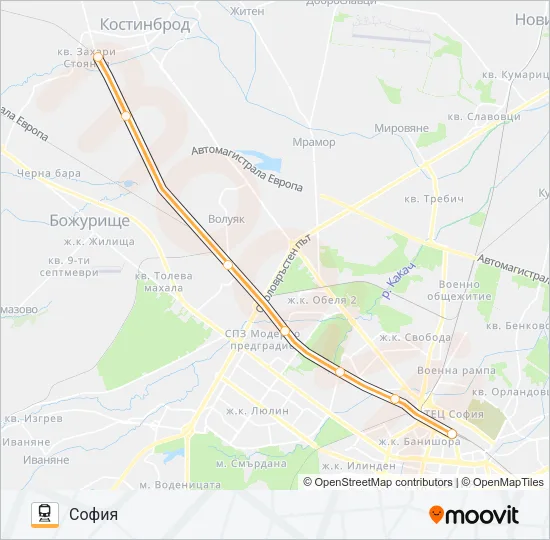 Поезд КПВ 10205: карта маршрута