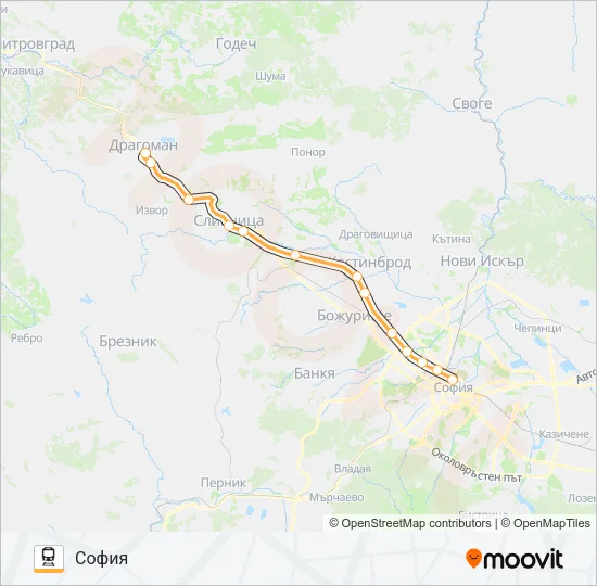 Поезд КПВ 10211: карта маршрута