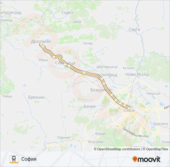 Поезд КПВ 10213: карта маршрута