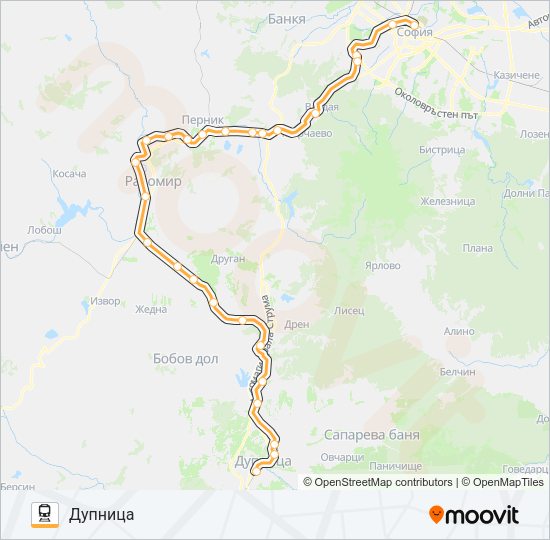 Поезд КПВ 50233: карта маршрута