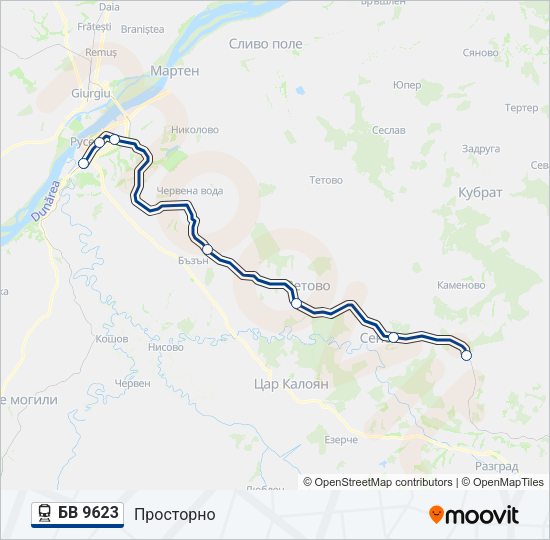 Поезд БВ 9623: карта маршрута