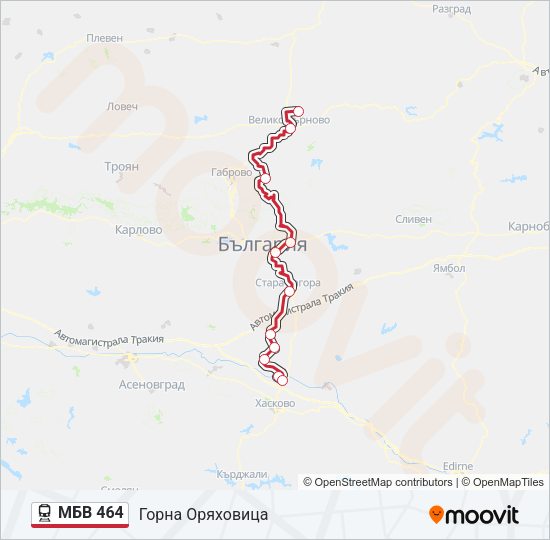 Поезд МБВ 464: карта маршрута