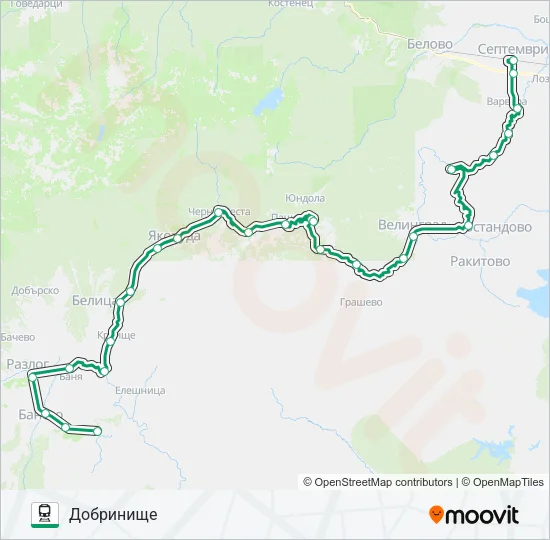 Поезд ПВ 16103: карта маршрута