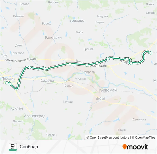 ПВ 80111 влак Карта на Линията