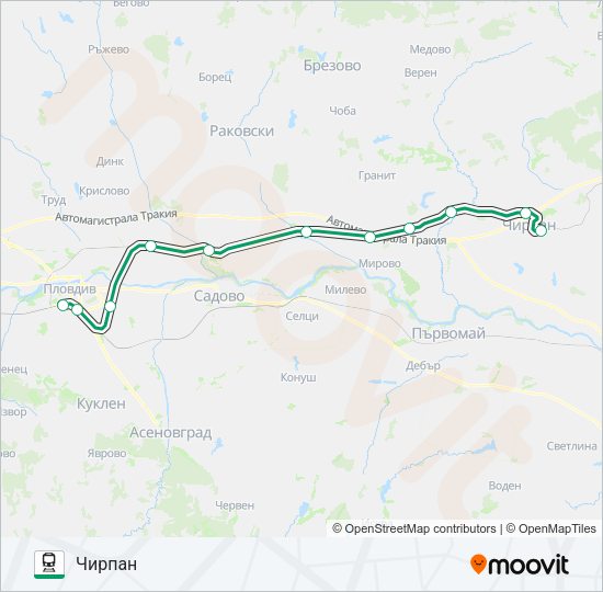Поезд ПВ 80111: карта маршрута