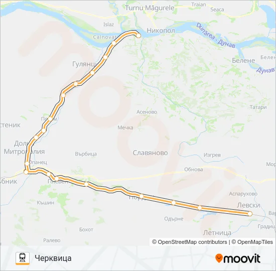 Поезд КПВ 23206: карта маршрута