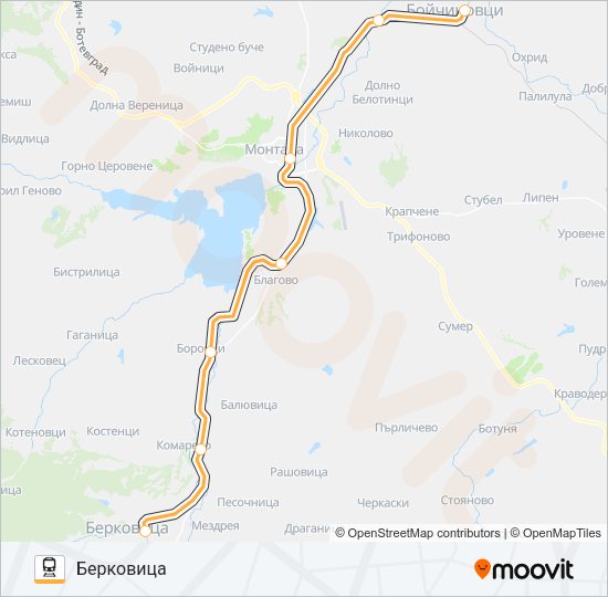 Поезд КПВ 71223: карта маршрута