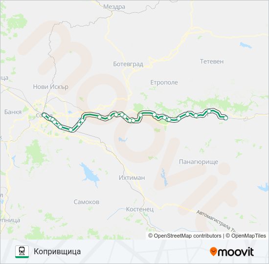 Поезд ПВ 30121: карта маршрута
