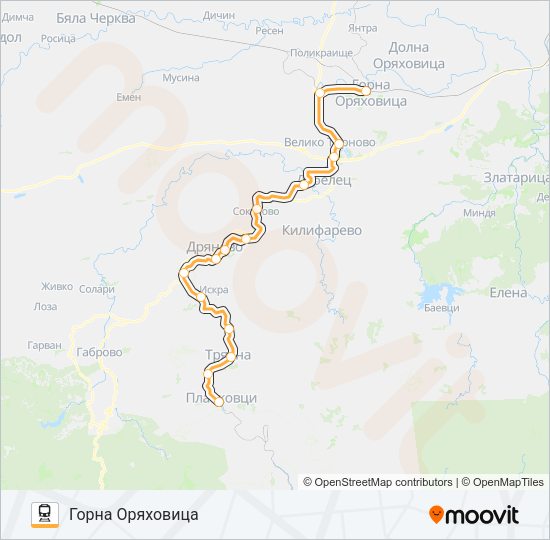 Поезд КПВ 40202: карта маршрута