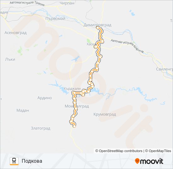 Поезд КПВ 40261: карта маршрута