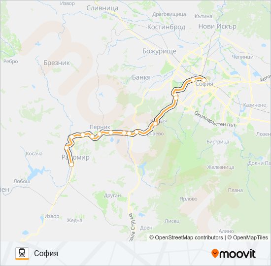 Поезд КПВ 50210: карта маршрута