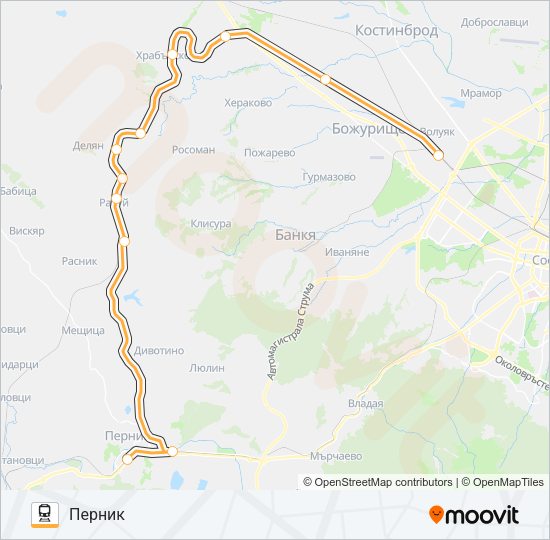 Поезд КПВ 60201: карта маршрута