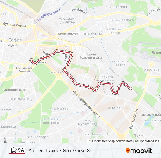 9А Trolleybus Line Map