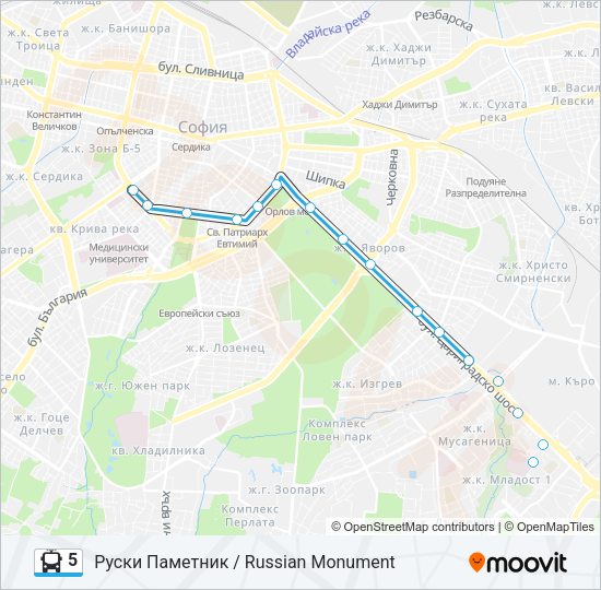 5 тролейбус Карта на Линията