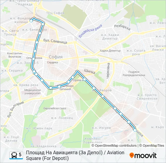 5 тролейбус Карта на Линията