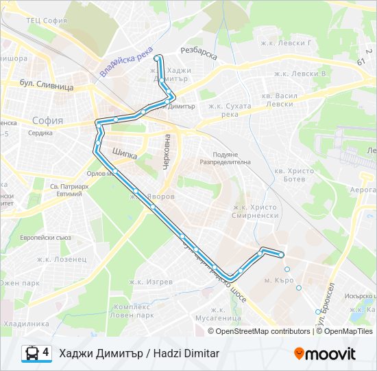 4 тролейбус Карта на Линията