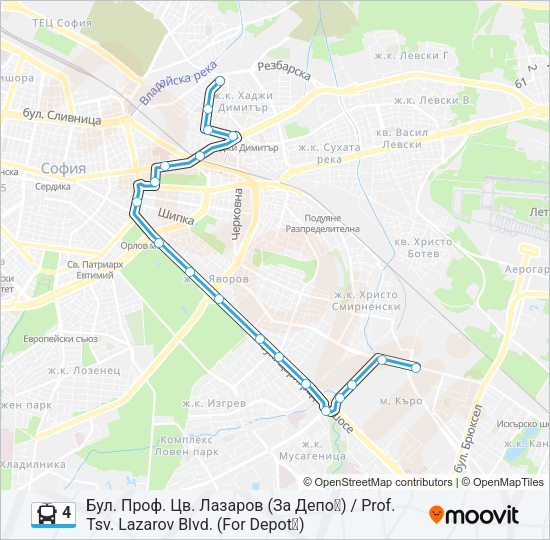 4 тролейбус Карта на Линията