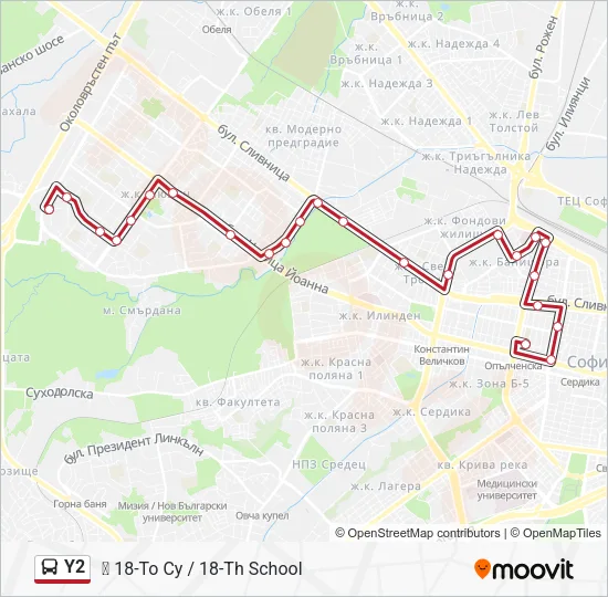 Y2 Bus Line Map