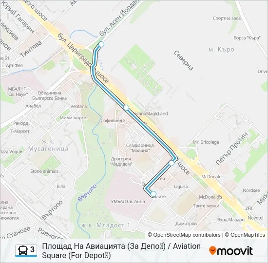 3 тролейбус Карта на Линията