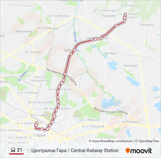 21 Bus Line Map