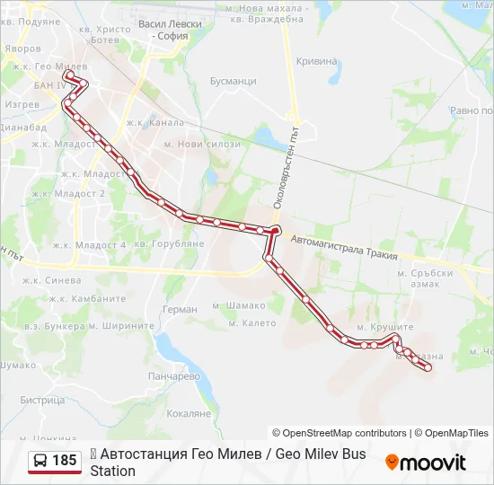 Bus 185 Rute Маршрут на 185: Разписания, Спирки и Карти - 🚌 Автостанция Гео Милев ...