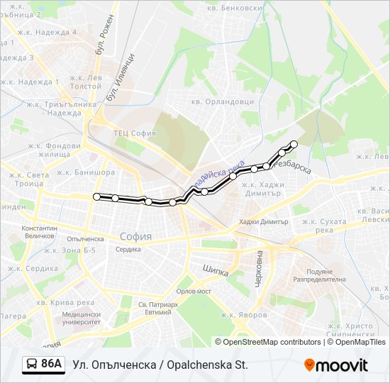 86А Bus Line Map