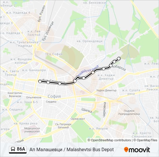 86А Bus Line Map