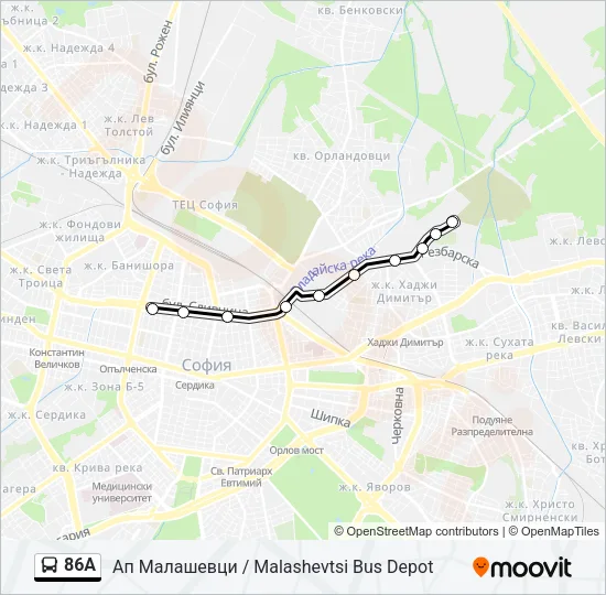 86А Bus Line Map