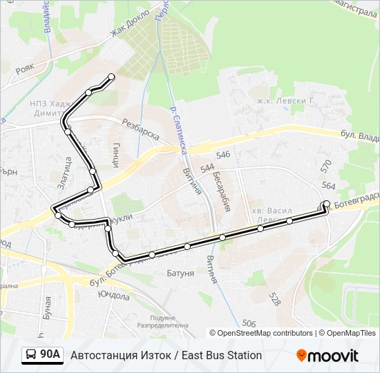 90А Bus Line Map