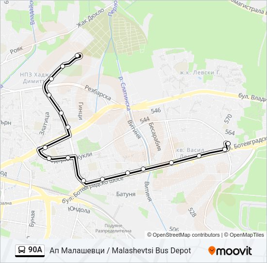 90А Bus Line Map