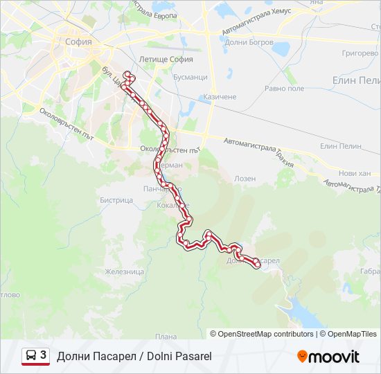 3 автобус Карта на Линията