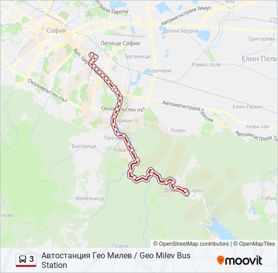 Автобус 3: карта маршрута