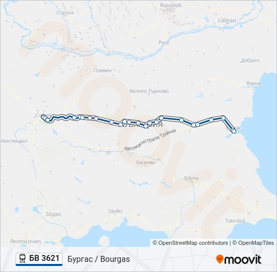 БВ 3621  Карта на Линията