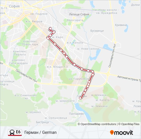 E6 Trolleybus Line Map