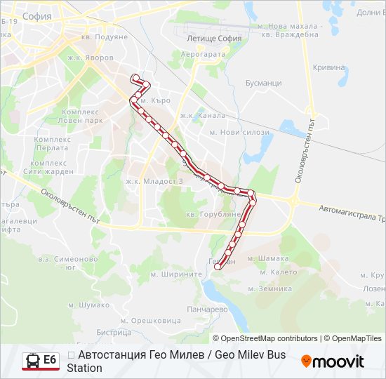 E6 Trolleybus Line Map