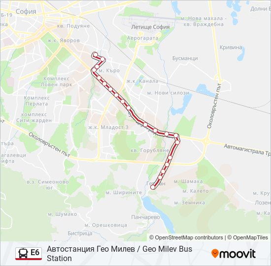 E6 trolleybus Line Map
