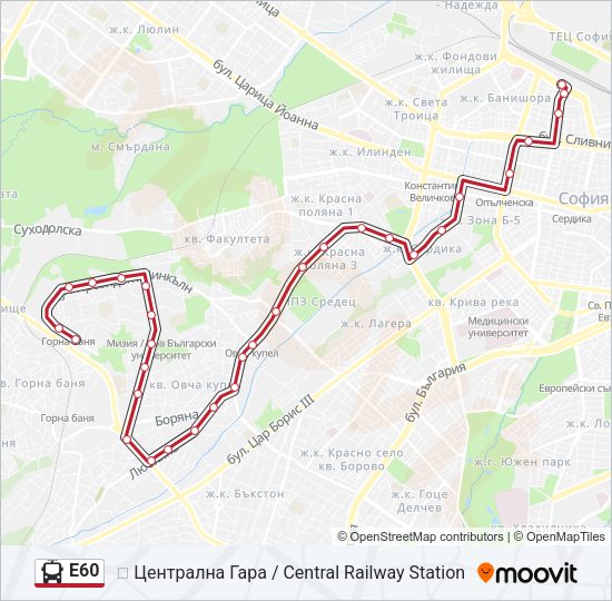 E60 Trolleybus Line Map
