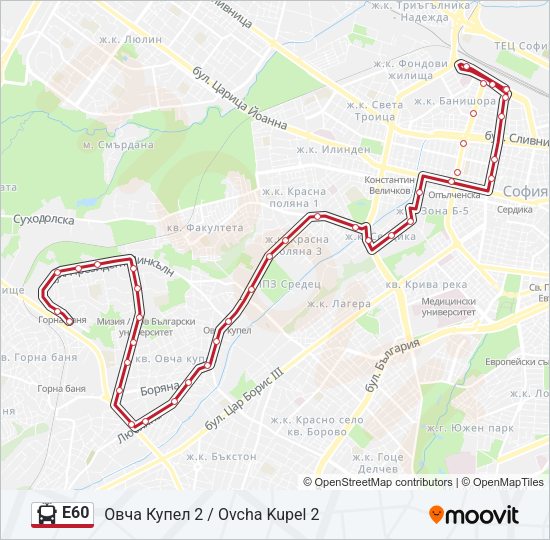 E60 Trolleybus Line Map