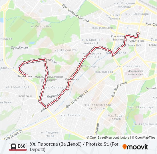 E60 Trolleybus Line Map