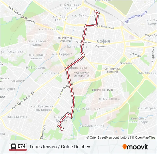 E74 Trolleybus Line Map