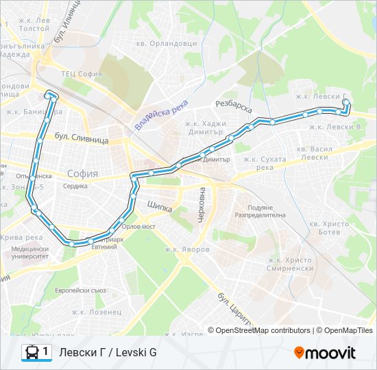 1 Trolleybus Line Map
