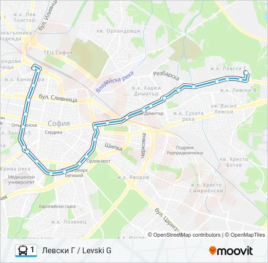 1 тролейбус Карта на Линията